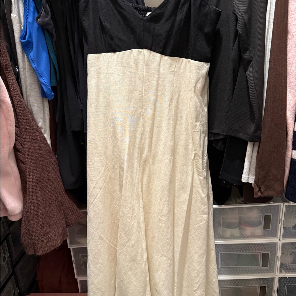 Elegant Black and Cream Dress